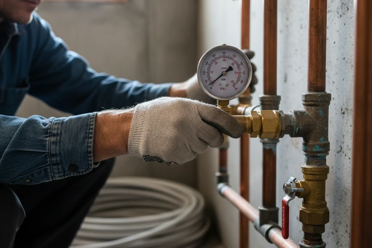 Pressure testing a repaired line during Water Line Repair in Groton